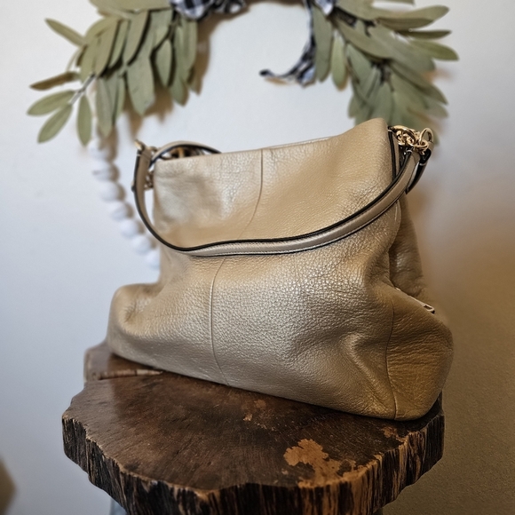 Coach Madison Phoebe Polished Gold Metallic Medium Slouchy Leather Hobo Handbag - Picture 3 of 16